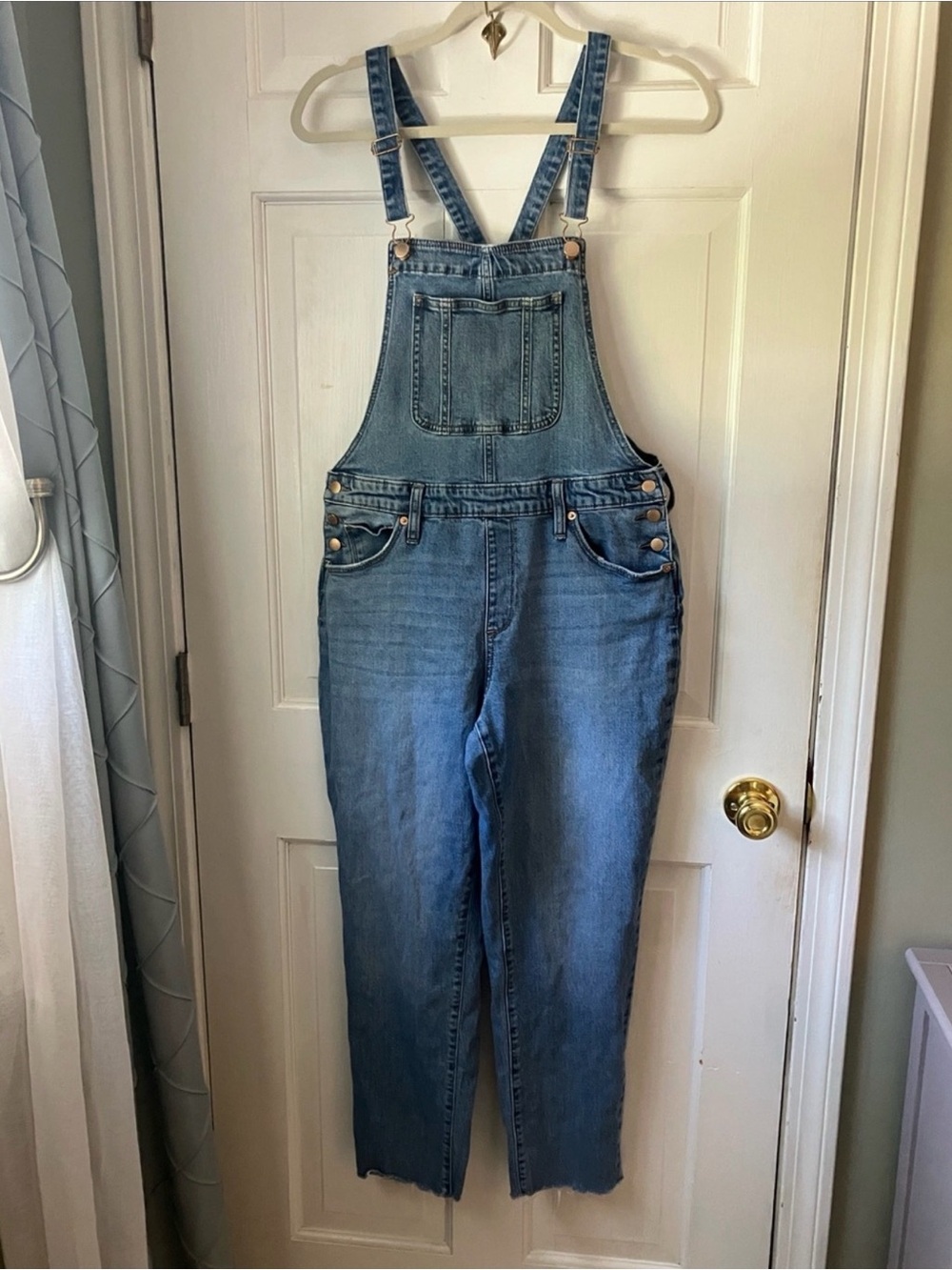 Cute Denim Overalls with frayed hem size 10 / 30R